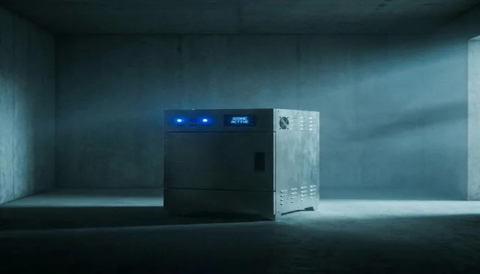 Ozongerät in leerem Raum nach Brandsanierung