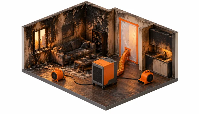Verrußte Wohnung vor der Brandschadensanierung in Düsseldorf