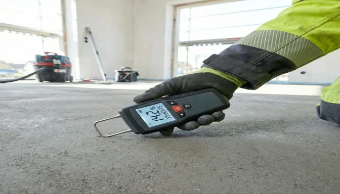 Bautrockner und Messgerät bei Estrich-Trocknung