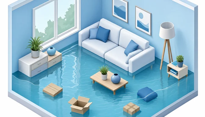 Hausratversicherung bei Wasserschaden schützt Möbel und Elektronik in einer überfluteten Wohnung