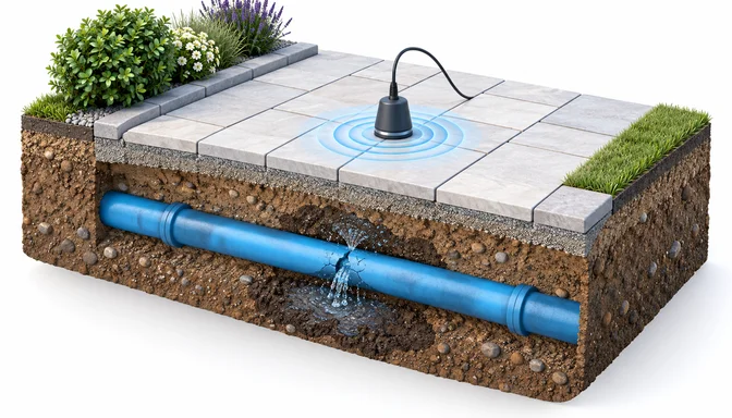 Leckortung einer Wasserleitung im Erdreich mit akustischem Messgerät
