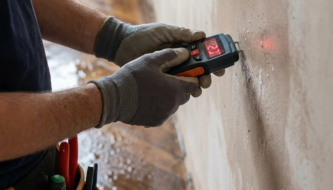 Feuchtigkeitsmessung an Wand nach Rohrbruch