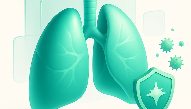 Lungensymbol mit Allergie-Indikator und Schimmel-Sporen-Partikel
