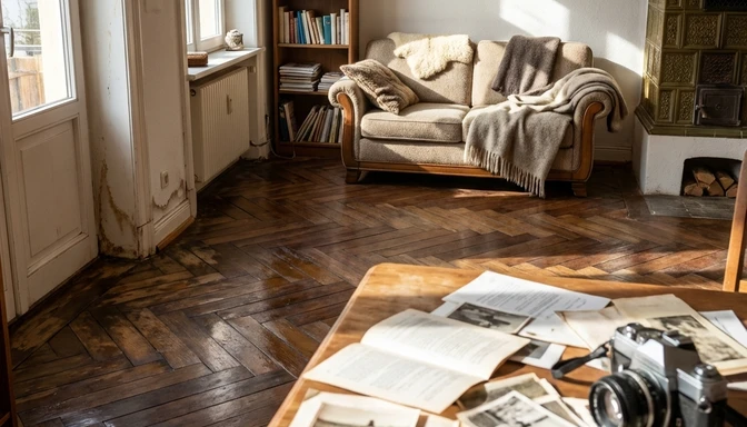 Dokumentation von Wasserschaden auf Parkettboden mit Fotos