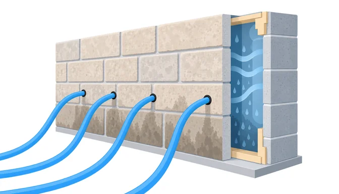 Fachgerechte Trocknung nach einem Wasserschaden in der Wand über kleine Bohröffnungen