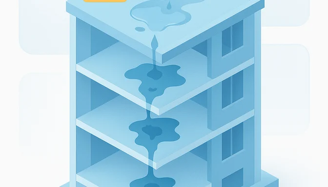 Wasserschaden an Wohnzimmerdecke mit Putzabplatzungen und Trocknungsgeräten